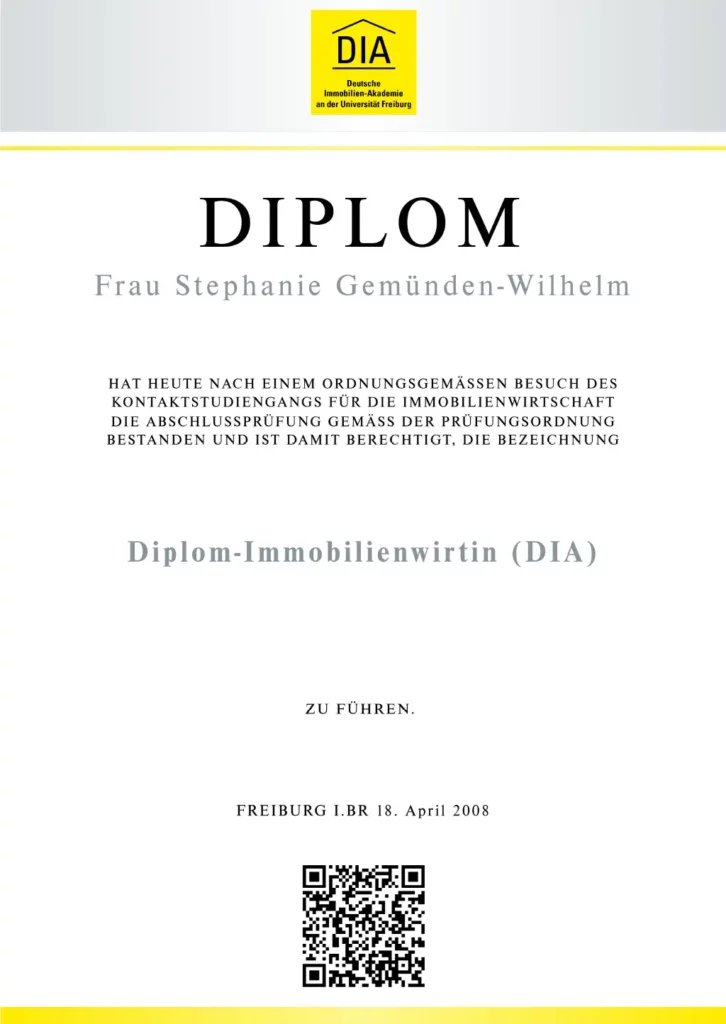 Dokument Diplom Immobilienwirtin - Seite 1