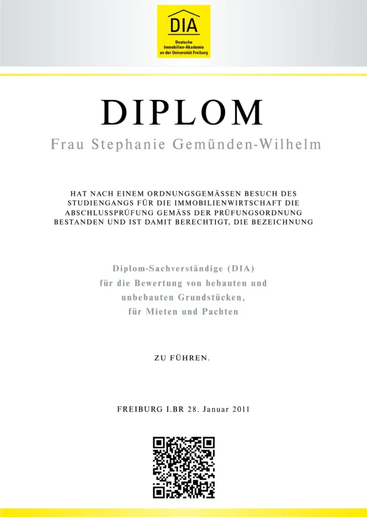 Dokument Diplom Sachverständige - Seite 1